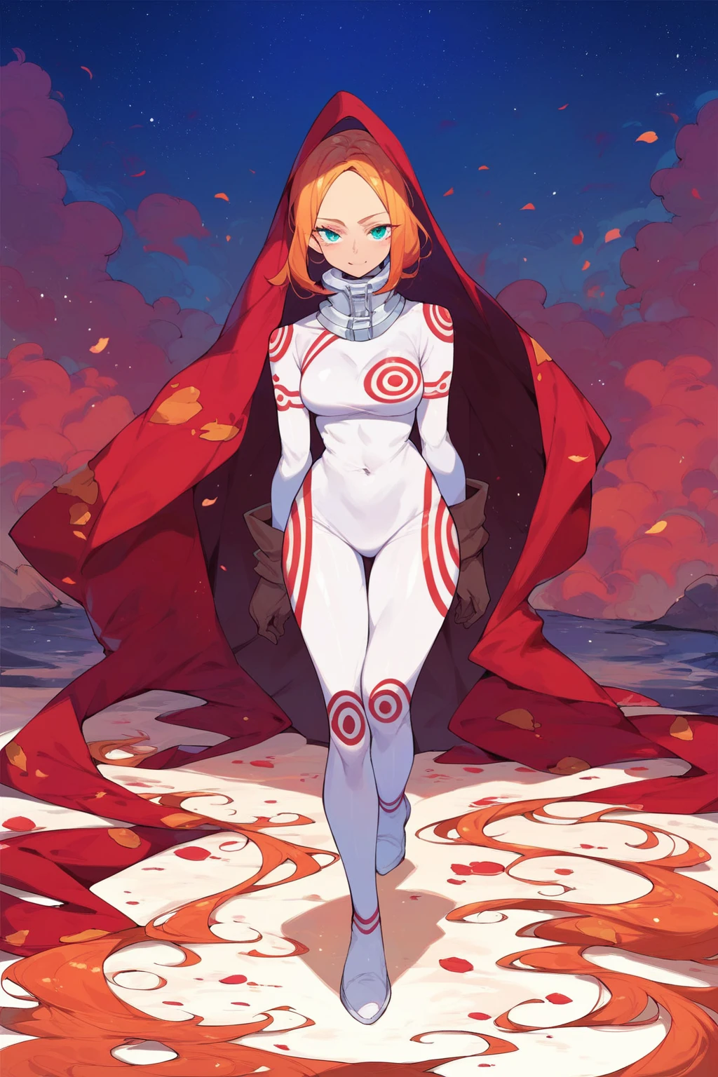 score_9, score_8_up, score_7_up, score_6_up, score_5_up, score_4_up, masterpiece, high quality, full body,  <lora:Shiro_outfit_DMW:0.9> shiro_outfit, white_jumpsuit, red_markings, white bodysuit, skin tight,