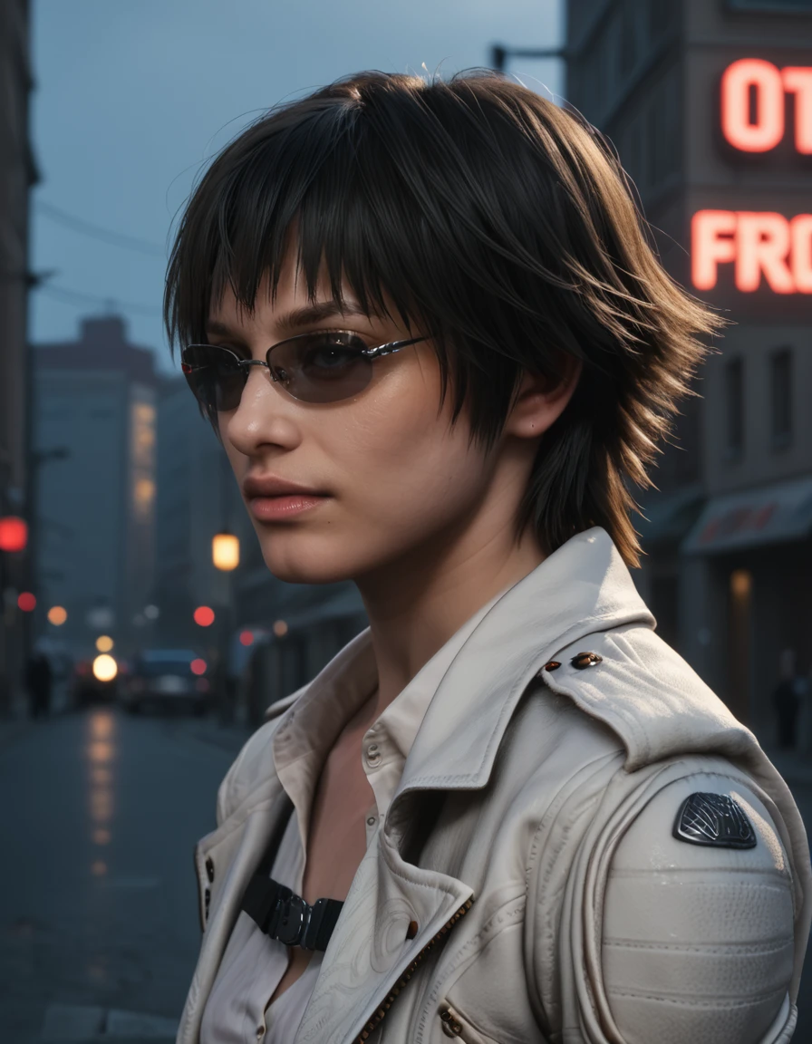 detailed realistic photo, score_9, score_8_up, score_7_up, score_6_up, score_5_up, score_4_up, <lora:LadyDMC5Screens_t3-000013-128:1.0> 1girl, DMCLady, short black hair, heterochromia, sunglasses, jacket, close-up, from side, dynamic angle, solo
, outside, darkness, moody lighting, backlit, rim lighting, city, at night