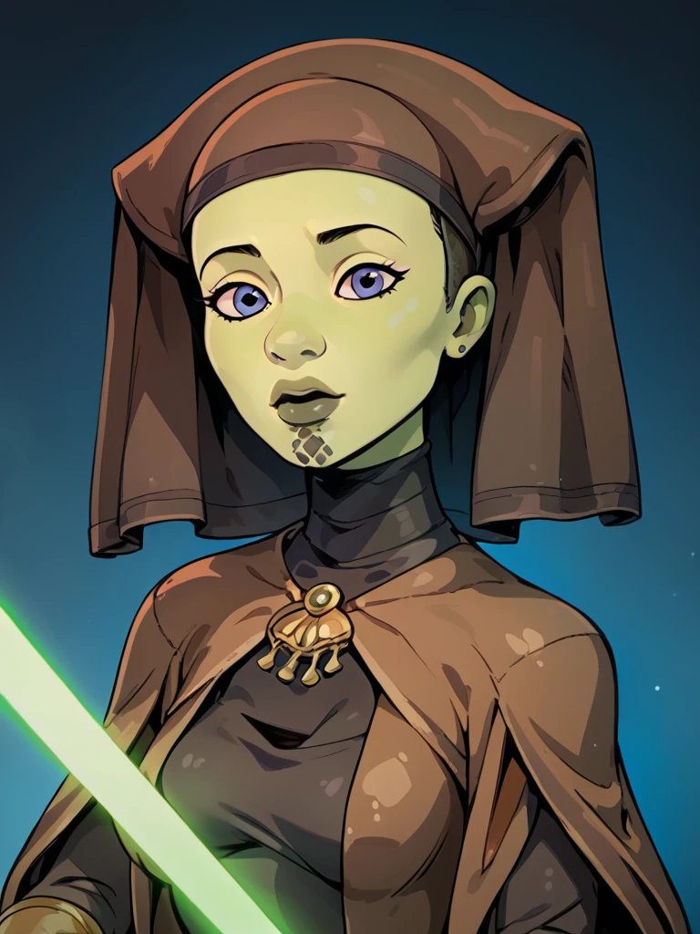 <lora:Luminara UnduliPDXL _v1:1>Luminara UnduliPDXL, 1girl, solo, green lightsaber, holding,, <lora:J_cartoon:1> j_cartoon<lora:Expressive_H:0.8> ExpressiveH<lora:CitronAnimeTreasure:0.3><lora:LunarCAT_Style:0.3> score_9, score_8_up, score_7_up,