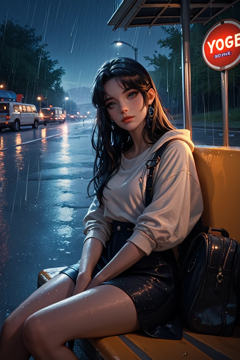 score_9, score_8_up, score_7_up, score_6_up
<lora:LALiru:1.0>
LALiru, 1girl, black hair, long hair, looking at viewer, bus stop,night,rain, sitting, leaning back, dynamic lighting, modern, vogue