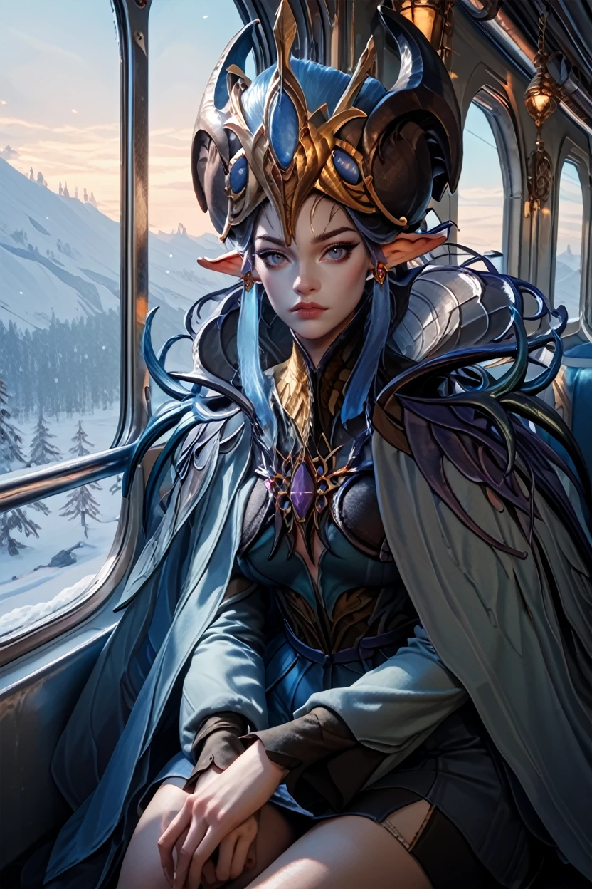 score_9, score_8_up, score_7_up, score_6_up
<lora:LAAzena:1.0>
LAAzena, 1girl, blue hair, pointy ears, looking at viewer, seated pose on a vintage train, looking out the window at a snow-covered landscape, soft and diffused winter light, nostalgic and peaceful feeling