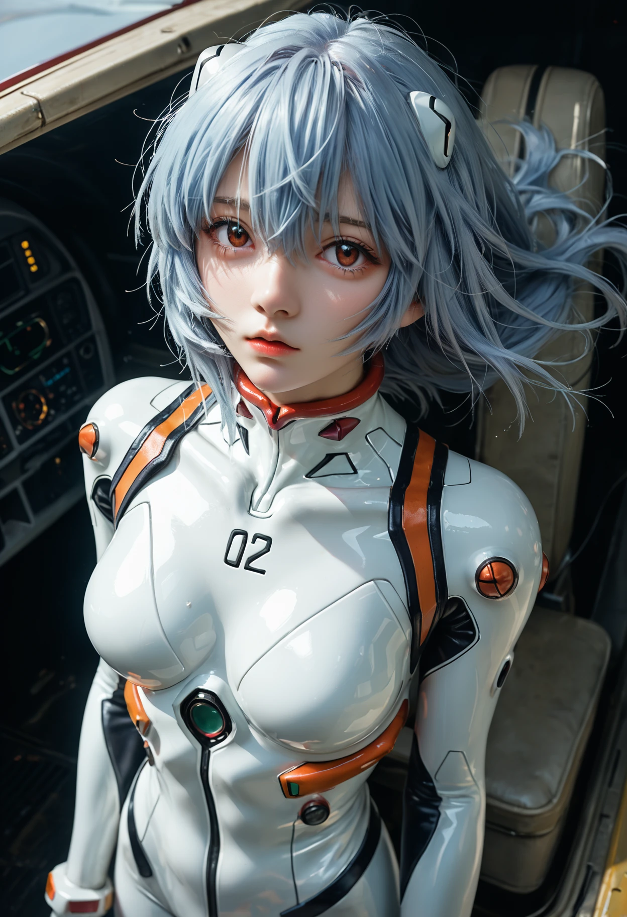 score_9,score_8_up,score_7_up,masterpiece,best quality,8k,dramatic lighting,cold colors,
1girl,ayanami rei,neon genesis evangelion,rebuild of evangelion,plugsuit,pilot suit,white bodysuit,looking at viewer,head tilted,light blue long hair,hair blowing in the wind,(intricate details),(dynamic angle),fluffy hair,air bangs,