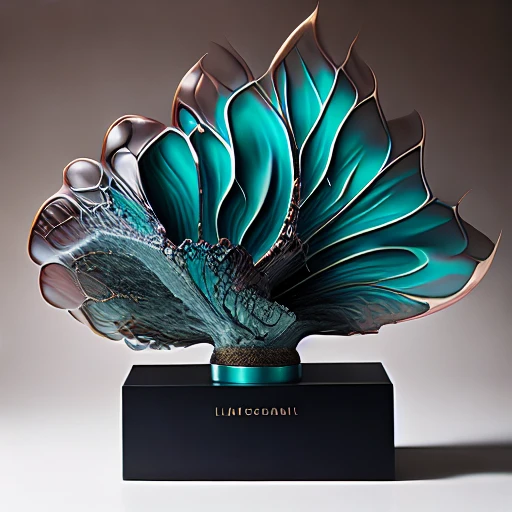 product photography, award winning statue on a stand, inspired by ACRY-POUR, crisp details, clean composition, attention to detail, professional lighting, precise focus, appealing aesthetics, capturing textures, high-quality imagery, commercial appeal, creative presentation