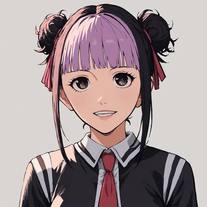 Hinao, female, woman, girl, odango hair, pink fringe, odango hairstyle, hairbuns, bun, buns, strands, bangs, fringe, hairbangs, hair bangs, dyed hair, two-tone hair, two tone hair, colored hair, multi-colored hair, multicolored hair, light skin, perfect, perfection, solo, 1girl, flawless, detailed faced, detailed eyes, detailed, good art, best quality, highest, quality, good anatomy, perfect anatomy, masterpiece, beautiful, insanely detailed, anime, well-drawn, BREAK, score_9, score_8_up, score_7_up, score_6_up