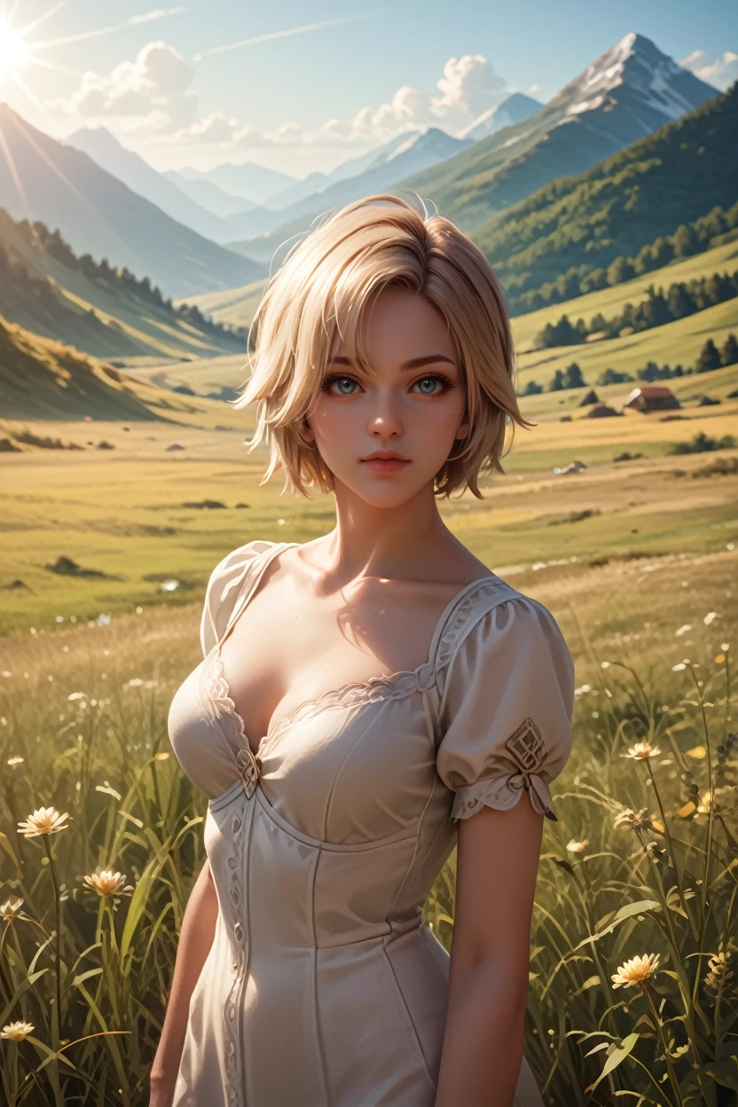 score_9, score_8_up, score_7_up, score_6_up
<lora:LASasha:1.0>
LASasha, 1girl, blonde hair, short hair, looking at viewer, standing in a field during the golden hour, hand gently brushing through tall grass, mountains in the distance, warm sunlight casting a glow, serene and connected to nature