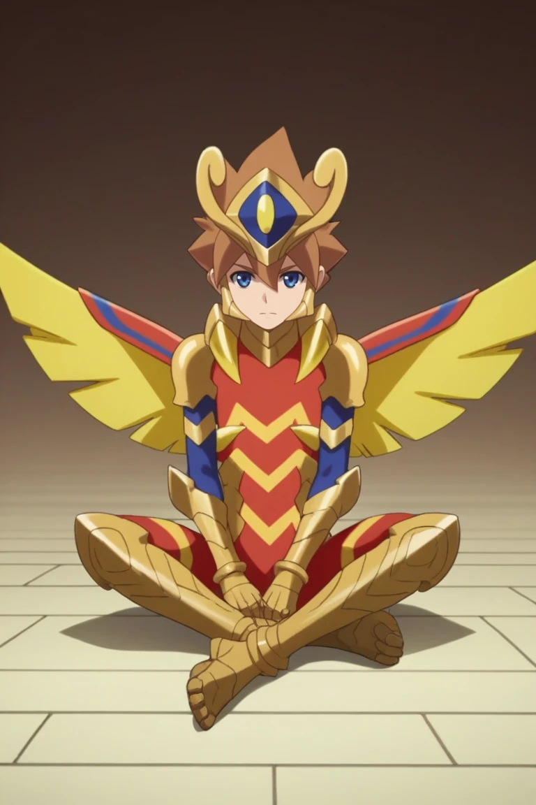 score_9, score_8_up, score_7_up, score_6_up, masterpiece, best quality, amazing quality, best aesthetic, absurdres, intricate details,
ace_brave, brown hair, blue eyes, red armored bodysuit, gold armor, 1boy, male focus, solo, sitting, gloves, boots, wings<lora:EMS-466809-EMS:1.000000>