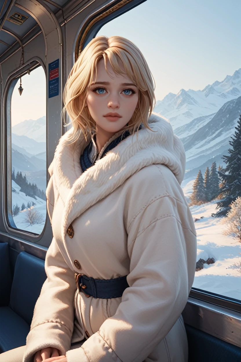 score_9, score_8_up, score_7_up, score_6_up
<lora:LAAvele:1.0>
LAAvele, 1girl, blonde hair, blue eyes, looking at viewer, seated pose on a vintage train, looking out the window at a snow-covered landscape, soft and diffused winter light, nostalgic and peaceful feeling