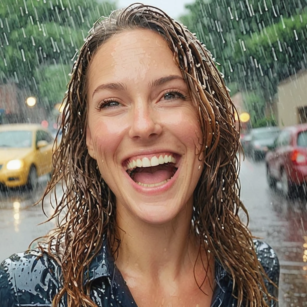 looking at viewer,
professional absurdres intricately detailed sharp focus photograph of 
(Joanna_Bartling:1.1) with a warm smile, solo,
frolicking in the rain,
detailxl,
 <lora:Joanna_Bartling-SDXLe14:0.8>