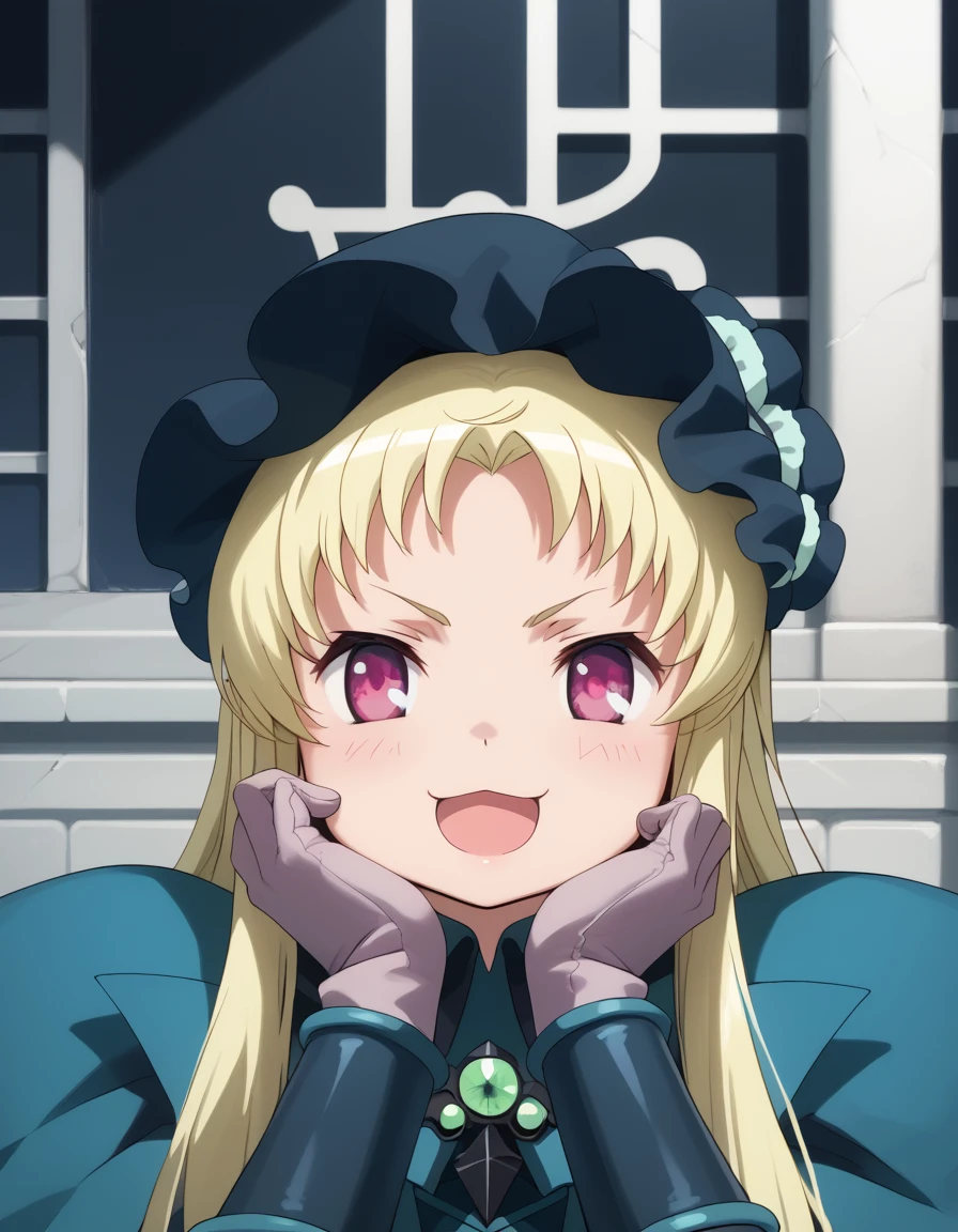 score_9, score_8_up, score_7_up, BREAK source_anime, best quality, masterpiece,very aesthetic, zPDXL2,official art,detailed_eyes,1girl, solo,
salome_(twin_angel), blonde hair, long hair, purple eyes, chibi, :3
green military uniform, gloves, boots,
<lora:salome_(twin_angel)_pony_v1:1>
standing, (ojou-sama_pose:1.3) 
(open mouth), blush,smirk
looking at viewer,(upper body,:1.3),laughing 
outdoors,