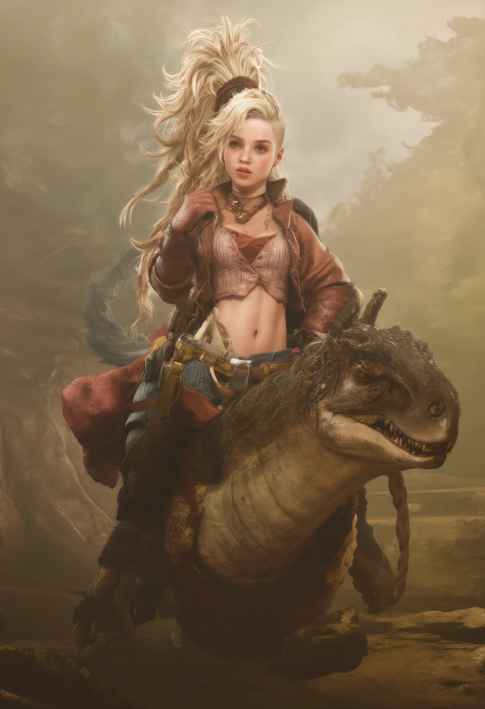 gemma_mhwilds riding a raptor