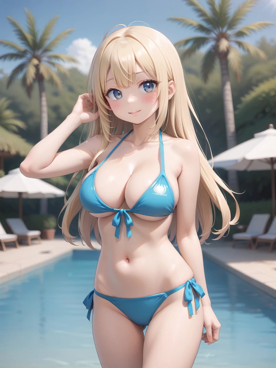 a girl, cleavage, bikini