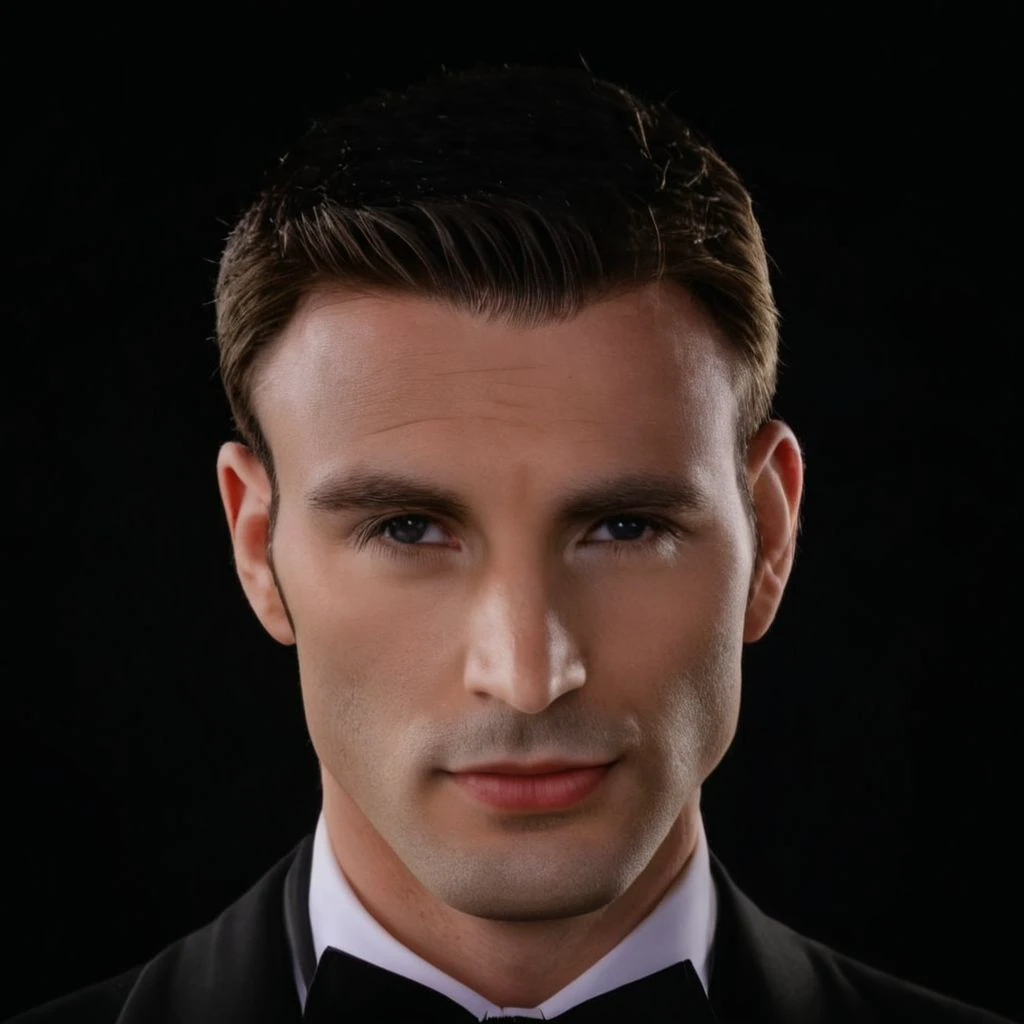 DLSR photo of ȼɦɍɨʂǝⱱɐɳʂ face, using a tuxedo, lace, professional photography, high resolution, detailed photo, portrait, RAW, analog film, still film, 50mm, f/16, uhd, hdr, 4k, cinematic lighting, adobe lightroom <lora:chrisevans-ȼɦɍɨʂǝⱱɐɳʂ-xl_11000_lora_f32:1>