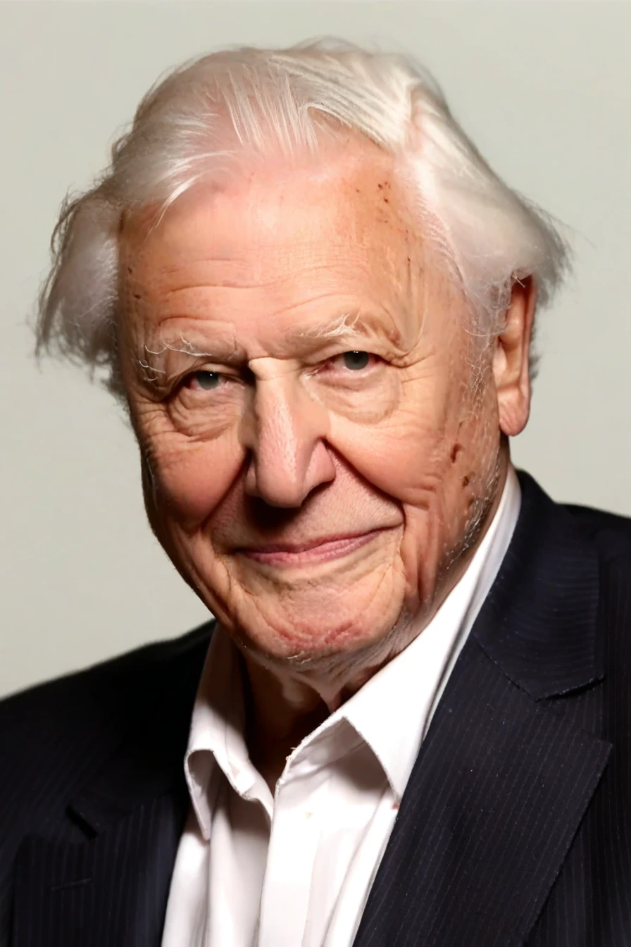 score_9, score_8_up,upper body, score_7_up, 1boy,david attenborough,old man,white hair,black suit,solo,looking_at_viewer,simple_background