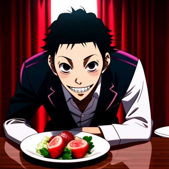 pov, date, blush, cute, 1boy, formal, table, restaraunt,,akira_midousuji, l