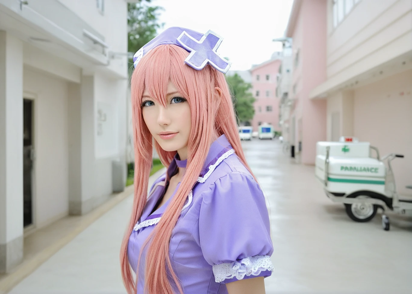 1girl, blue_eyes, choker, (megurine_luka:1.2), dress, legs, large_breasts, cleavage, very_long_hair, vaginal, (nipple_erect:1.4), pink_hair, purple_legwear, sitting, solo, spread_legs, thighhighs,
<lora:nurse-luka-20:0.5>