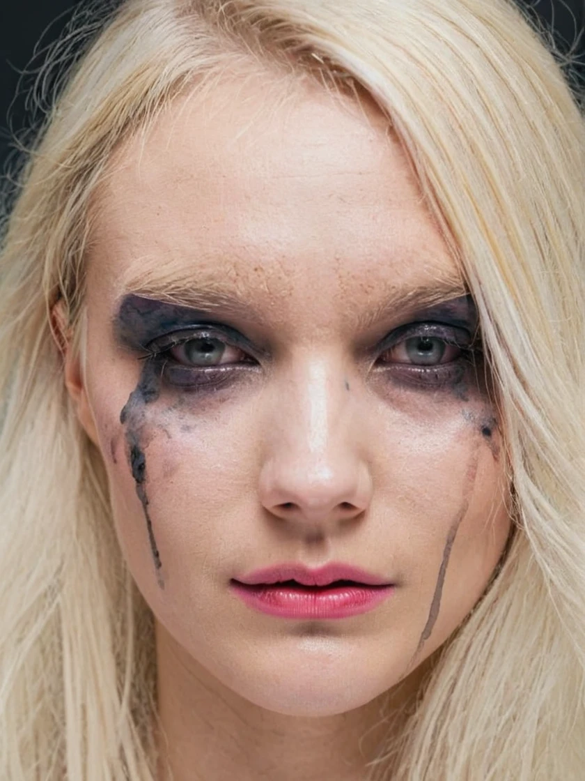 portrait of a blonde woman with smearedmakeup,
<lora:Smeared-Makeup-SDXL-000008:0.8>