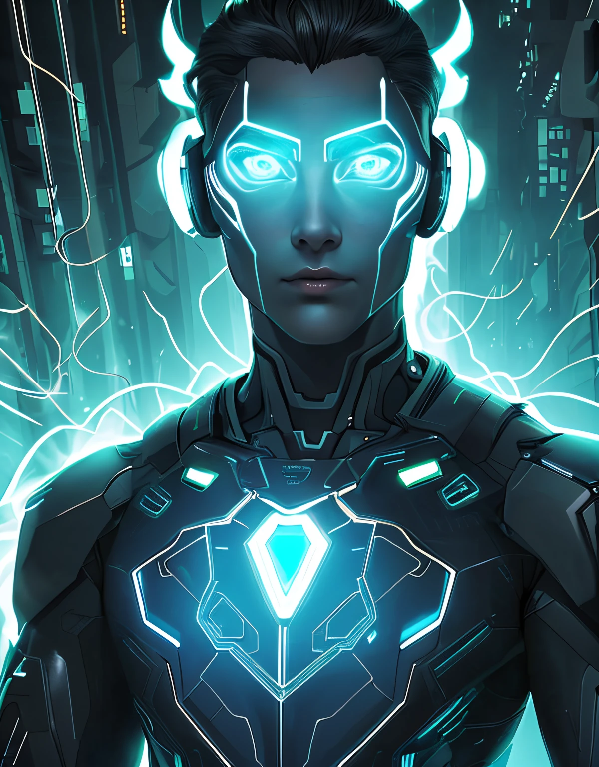 illustration of a brilliantly glowing holographic agent, made of irradiance light, shaped like a humanoid, glowing in the digital metaverse, the features are drawn with gossamer threads shimmering vibrant and saturated lines of light, holographic, cyberpunk theme, bold linework, highly detailed, extreme definition, professional work, high rez, bright saturated colors