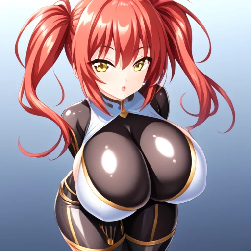 (best quality:1.0), HDR, highres, beautiful, 1boy, 1girl, ((huge breasts:1.2)), overflowing breasts, best quality, beautiful detailed eyes, ultra-detailed, (masterpiece:1.0), symmetrical eyes, symmetrical face, ((perfect skin)), (absurdres:1.2), mature female, steaming body, sweaty body, shiny skin, soft lighting, narrow waist, sweat, wet body, thick thighs, hourglass figure, bursting breasts, photography, 8k, film grain blurry background, Bright_Front_face_Lighting, official art, extremely detailed CG unity 8k wallpaper, perfect lighting, Kodak portra 400, <lora:goldSun_saiminSeishidou:0.4>, thick thighs, pink lips, beautiful lips, 1girl, (vibrant_color:1.2), toned female, long hair, red hair, aqua eyes, armor, red helmet, <lora:Stella_fons:0.8>, smile, stella_fons