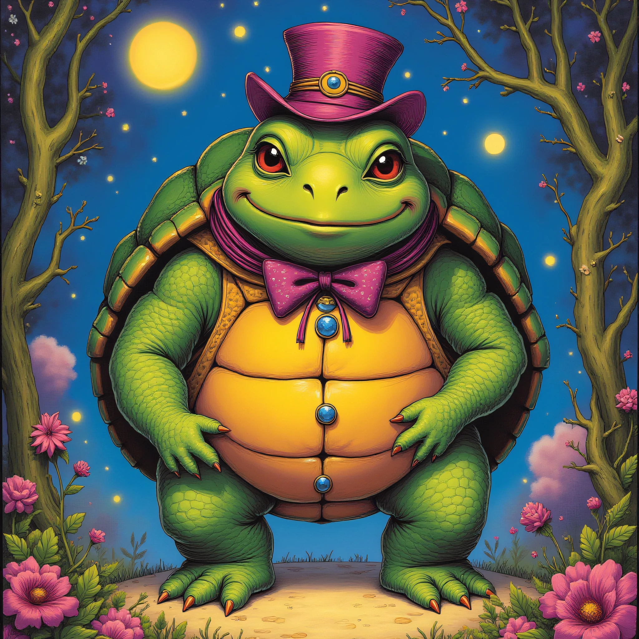  ArsMJStyle, Wonderland, Mock Turtle from Alice in Wonderland, whimsical character design, playful and surreal, detailed illustration, vibrant colors, fantasy art style, inspired by the works of Sir John Tenniel and Disney, high resolution, enchanting background, 4k resolution, a masterpiece