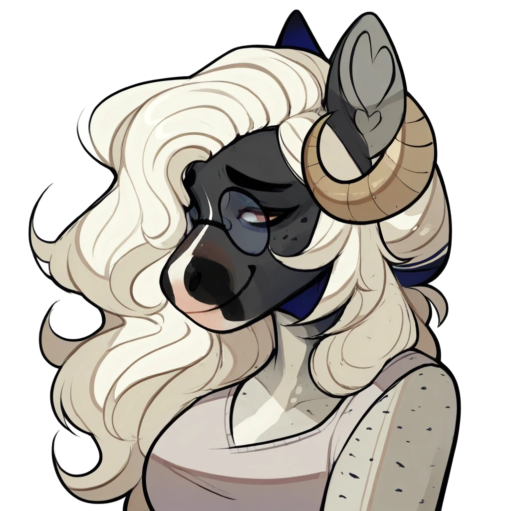 pov image of a sheep preforming oral sex, bowjob, oral sex, (hair over eye:1.5), blue_eyes, (by darkgem), by dimwitdog:0.5
BREAK, <lora:fluffyrock-quality-tags-v3.0-vpred:1>, (ultradetailed, 8k, photorealism), (masterpiece, best quality, high quality, highres, ultra-detailed), <lora:add_detail:-1>, <lora:epi_noiseoffset2:1>, <lora:LowRA:0.6>, <lora:detailed_eye:0.7> <lora:Pina_Lora:1>
BREAK ((black lipstick, black eyeshadow, blushing, fishnet armwear,))
BREAK ((anthro/anthro, curvy, girly, feminine, human penis, male/male, sheep, caprine, long horns, white wool, 2 horns, pina, white hair, white skin, white sheep with white wool and white skin, slightly chubby male,)), (((first person view, male pov,)))