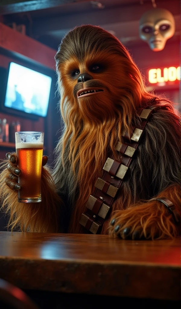 chewbacca having a beer in an alien pub<lora:Chewbacca:0.8>