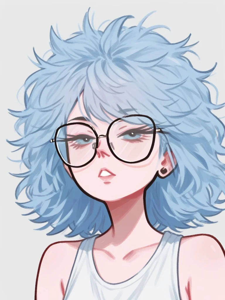 score_9_up, score_8_up, 1girl, ffb, funkyfr0g, glasses, mullet, fluffy hair, <lora:FFB-Pony:1>, dijor, messy outlines, <lora:dijor:0.8>