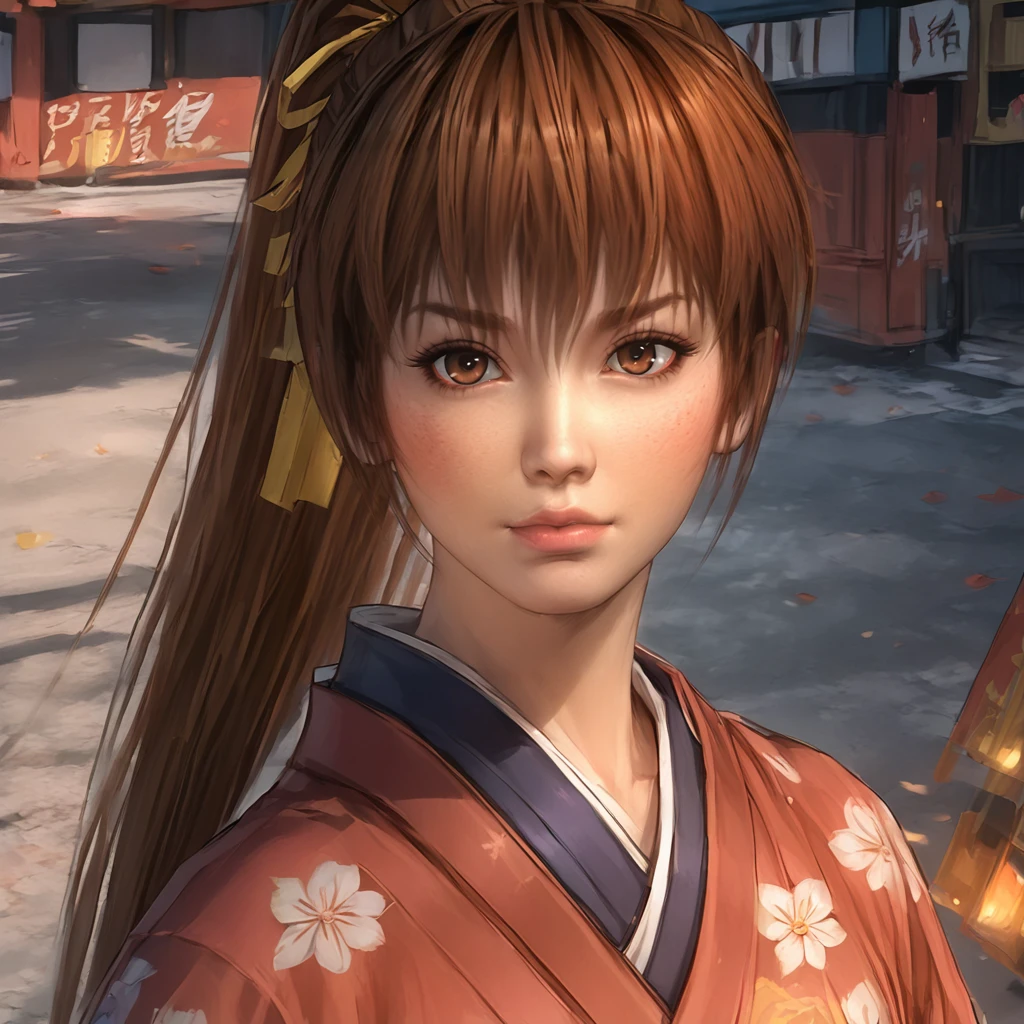 score_9, score_8_up, score_7_up, anime facial shape, kasumidoa5lr, 1girl, solo, long hair, ponytail, kimono, street, looking at viewer <lora:kasumidoa5lrPONYXL:0.7>