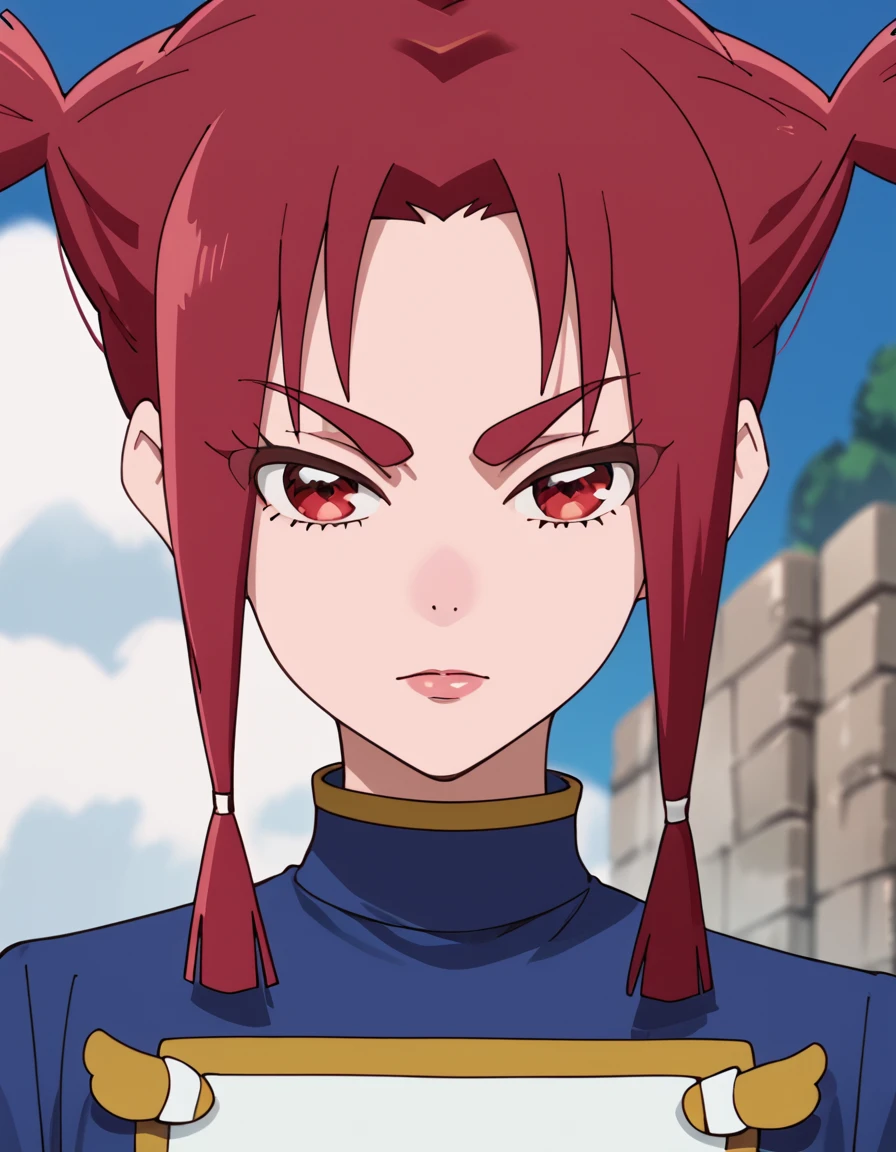 Beryberie, short hair, bangs, red eyes, sidelocks, red hair,  <lora:SoaringSkyPrettyCure:1>, score_9, score_8_up, score_7_up, score_6_up, score_5_up, score_4_up, source_anime,  , portrait,