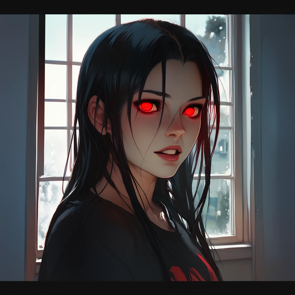 score_9,score_8_up,score_7_up,
LowKeyLights_v2, 1girl,solo,long hair,looking at viewer,shirt,black hair,red eyes,parted lips,teeth,indoors,lips,window,glowing,letterboxed,portrait,glowing eyes,red lips,
<lora:low-key_lights_v2_pony:0.8>
