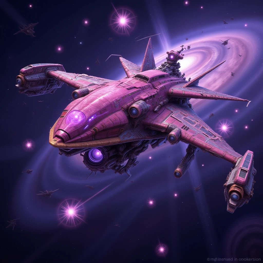 A flying space ship, universe, stars, z3rg