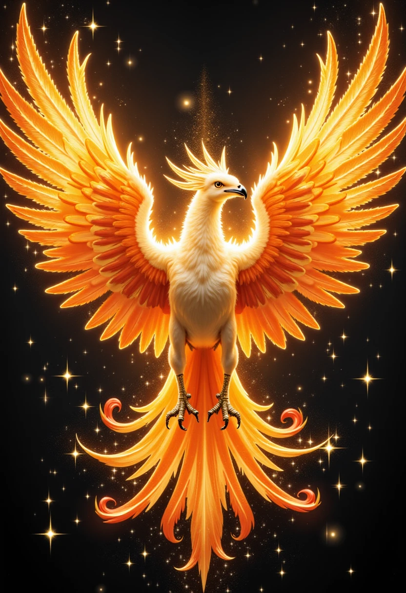 a phoenix rising with a sparkling effect