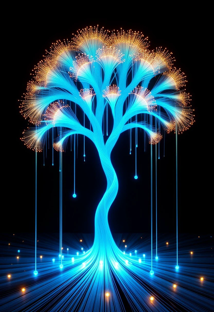 Fiber Optic Cables world morph, A tree made from fiber optic cables