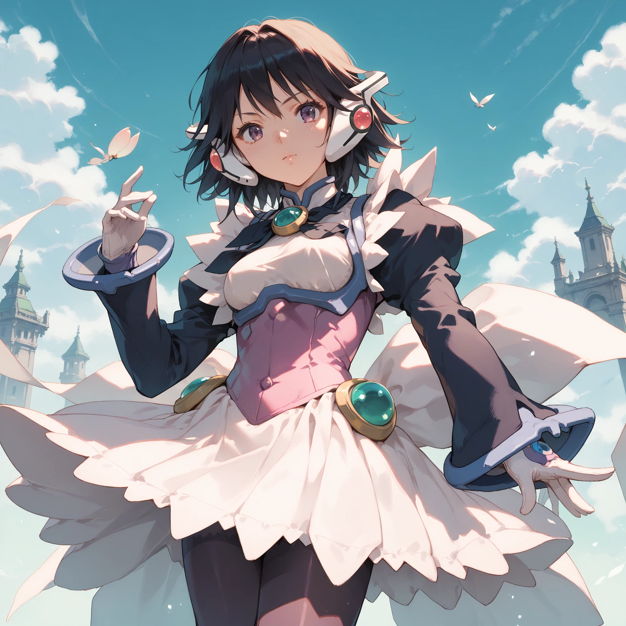 (score_9:1.2), score_8_up, score_7_up, source_anime , best quality,<lora:corrector ai-pony-01:1>, corrector ai, fairy element suit, 1girl, solo, gloves, magical girl