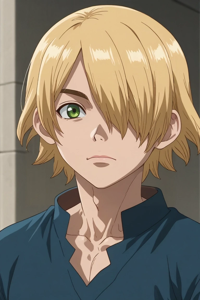 score_9, score_8_up, score_7_up, , rating_safe, intricate details, anime screencap, anime coloring, , , depth of field, 1boy, solo, male focus, <lora:ginrou_dr_stone_pony:0.92>, ginrou_dr_stone, blonde hair, green eyes, short hair, hair over one eye, , gangster costume, <lora:sdxl_lightning_8step_lora:1>