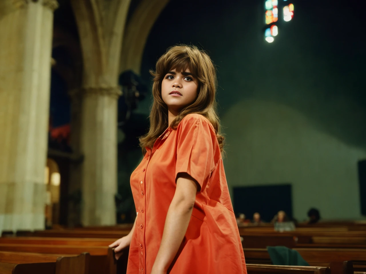 <lora:MariaSchneider:1> a photo of 22 year old Maria Schneider, properly dressed,  singing in church,4k, highest quality, professionally color graded