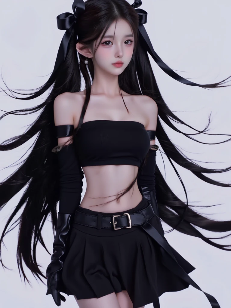 jisso style,1girl, solo, long hair, full body, looking at viewer, black hair, realistic, 8k, best quality,