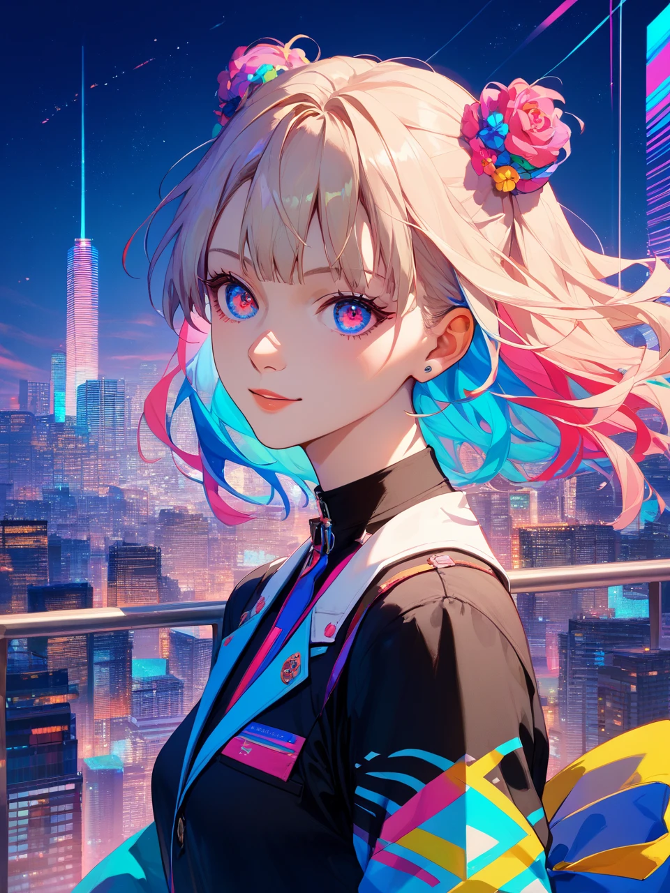 score_9,score_8_up,score_7_up,
1girl,solo,anime-inspired charming girl in a vibrant cityscape,vivid colors,anime aesthetic,expressive eyes,colorful and dynamic palette,positive mood,anticipation and curiosity,visually engaging,cinematic framing,