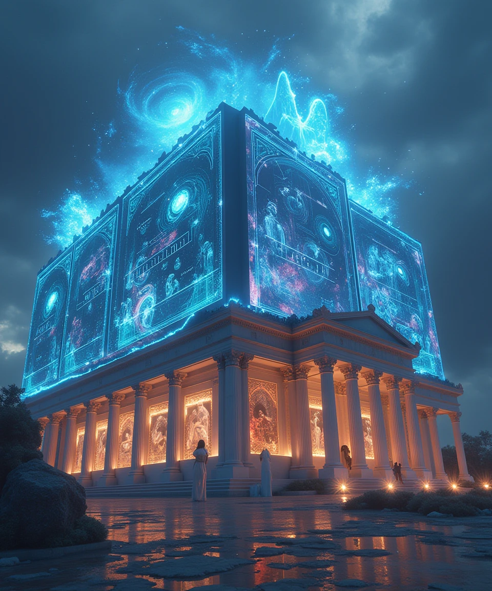 mislasergreekai,a huge shop building outside in mythology