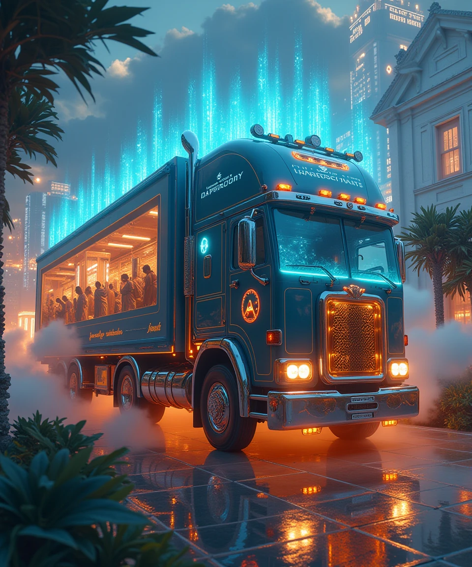 a truck in fantasy-style in factory