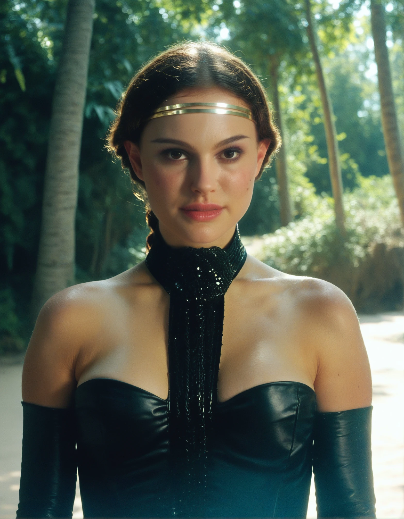 score_9, score_8_up, score_7_up,high resolution,photo,realistic,realistic skin,raw,p4dm, portrait, bloom,woman,braid ponytail,(black naboo corset:1.15),tiara,1girl,pov,looking at viewer,from below,volumetric lighting,rim lighting,dof,dramatic shadow,beach,
close-up,lying down,sunlight