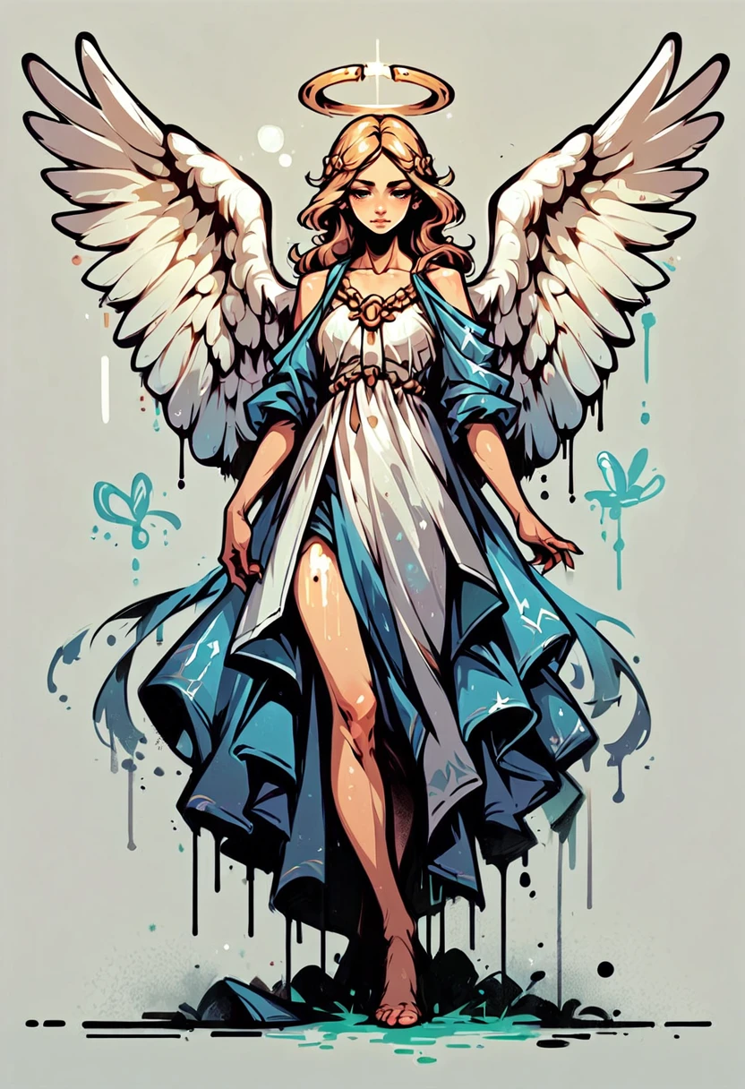 score_9, score_8_up, score_7_up, score_9, <lora:Toon Graffiti Style:1>,dripping, full body, angel