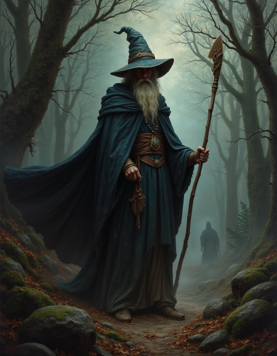 An atmospheric painting of a Wizard