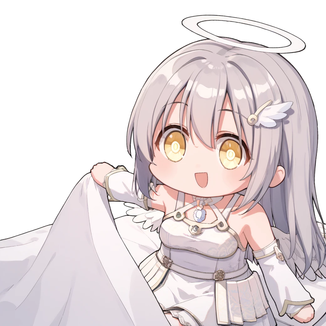 <lora:crystarea_raphael_1.1-000009:0.9>,crysraphael,yellow eyes,long hair,hair ornament,white chest jewel,grey hair,
raphael dress,detached sleeves,white wing,angel wings,choker,
1girl,solo,
Seggs,chibi,open mouth,smile,<lora:Seggs_XLPD:1>,on bed,bed sheet,
BREAK, score_9,score_8_up,score_7_up,source_anime,best quality,masterpiece,uncensored,detailed eyes,<lora:add-detail-xl:0.7>