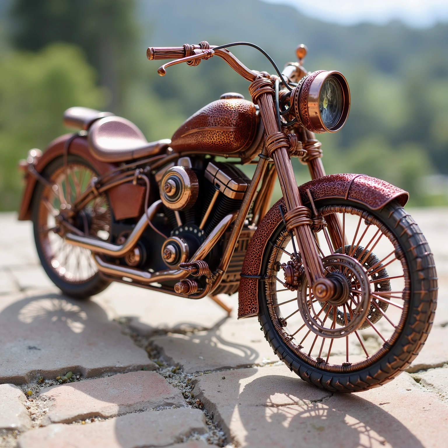 copperwire, A motorcycle sculpture made from copper wire