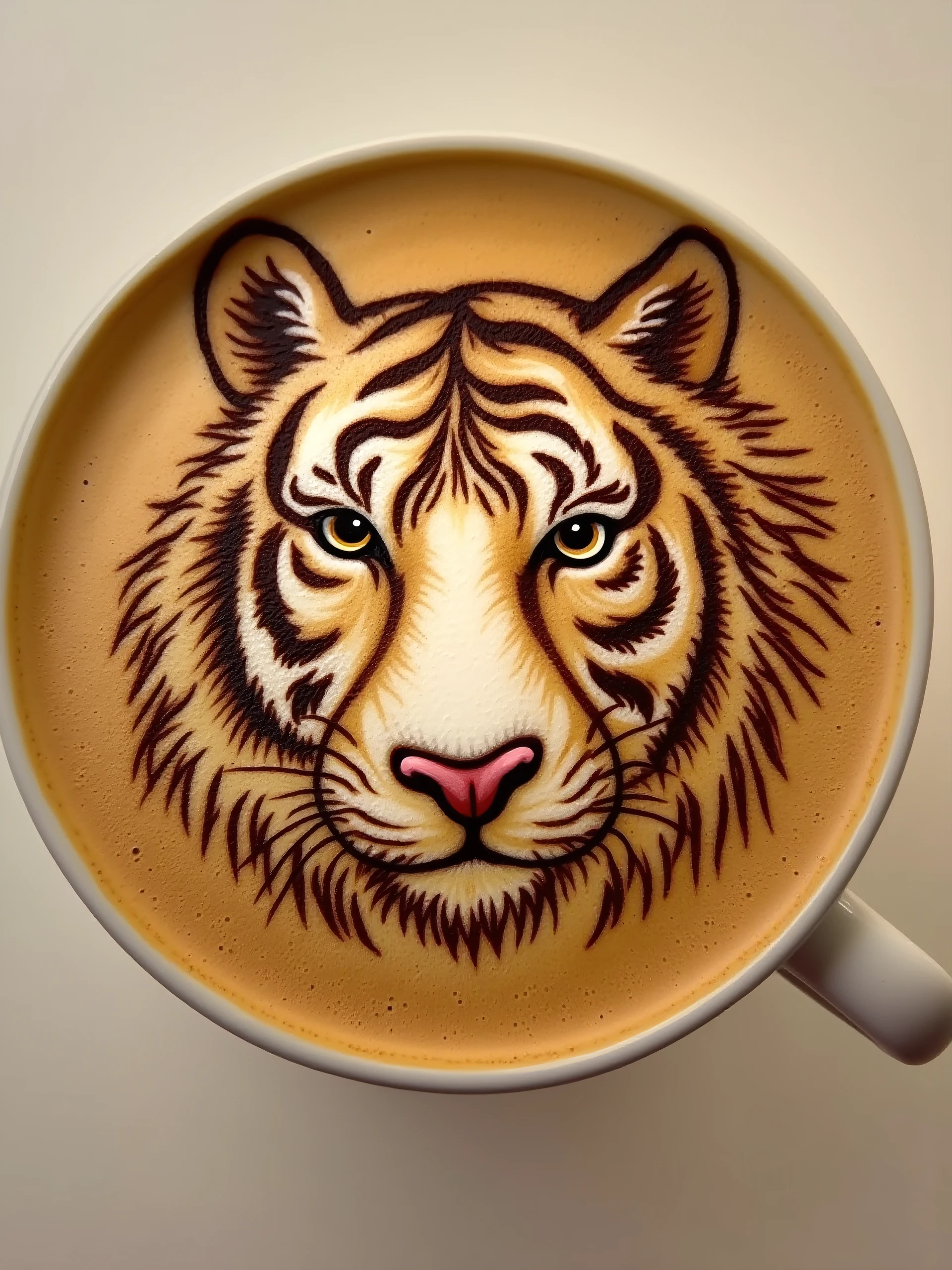 fluxlatte, latte art of a tiger, brown color palette