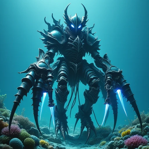 slim, Glowing baubles, Guilded, Pincer claws, sea floor, atlantean, exoskeleton armor