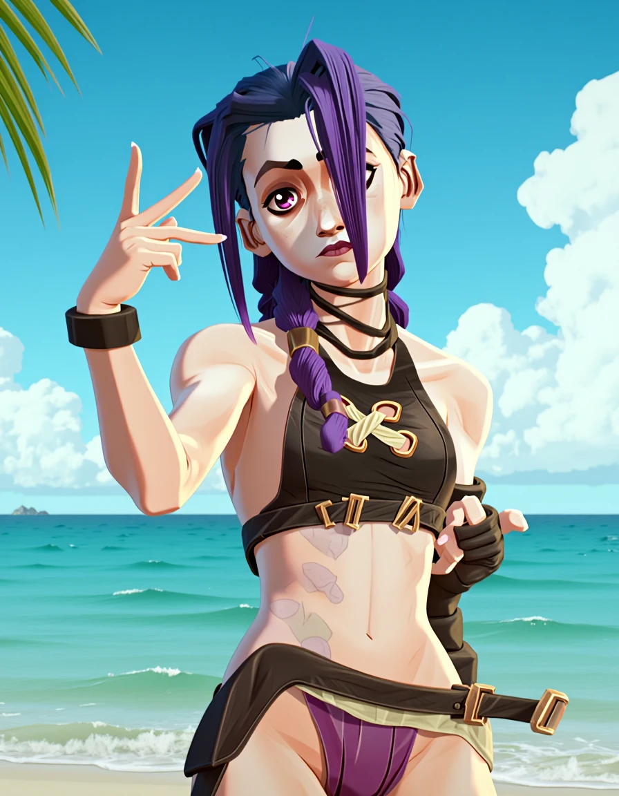 jinx in bikini, sexy, playful
<lora:Jinx_Character_for_Flux.1_Dev:1.8>