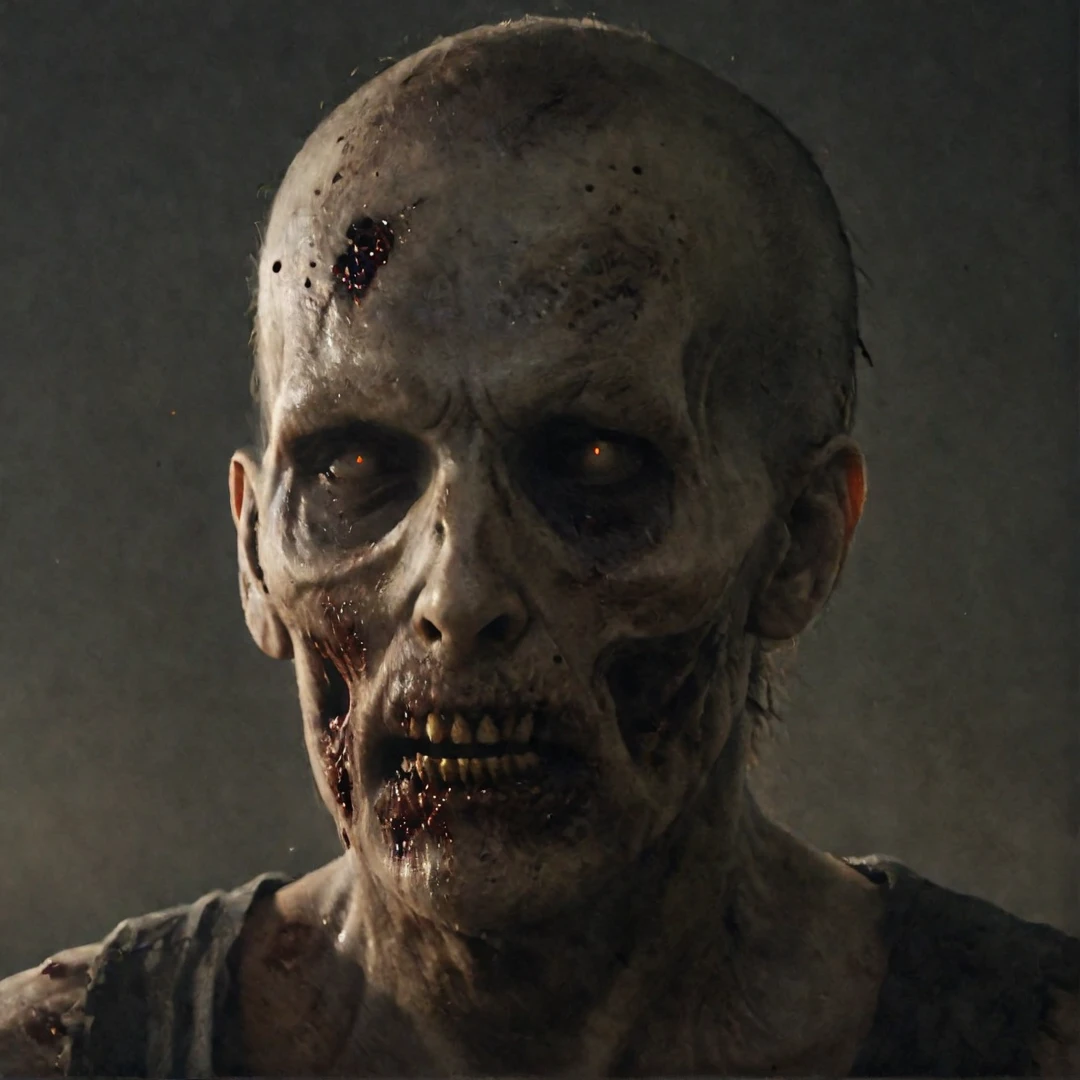 In an award-winning upper body portrait photo, a male zombie emerges, capturing the grim reality of the post-apocalyptic cityscape, The zombie's face is meticulously detailed and rendered with ultra-realism. Pieces of decaying flesh hang off, revealing fragments of his skull, while the yellow dead eyes penetrate the viewer's soul. The lighting is carefully crafted to be harsh and cinematic, casting dramatic shadows that accentuate the texture and decay of his skin.
The backdrop portrays a large, old, and decayed city on the brink of collapse. Rust and deterioration are evident, as overgrown plants reclaim the space, symbolizing the desolation of the once-thriving city. The composition is symmetrical, amplifying the sense of hopelessness and despair that permeates the scene.
In the distance, a large group of zombies walks through the overgrown city streets. Each zombie is highly detailed, with intricately rendered hair, eyes, and skin, intensifying the horror of their undead existence. The overall color palette is dark and muted, adding to the somber and macabre ambiance of the post-apocalyptic world.
The artwork is illuminated with cinematic lighting techniques, utilizing ray tracing and volumetric lighting to enhance the realism and atmosphere, The high-resolution image captures every minute detail, including the texture of decaying skin, the pores, and the chilling coldness of the zombie's appearance, nsfw,
The final artwork should be a photorealistic and highly detailed representation, evoking a sense of horror and despair. Techniques such as depth of field and textured skin should be employed to add depth and realism to the image, immersing the viewer in the disturbing nature of the zombie apocalypse, yellow dead eyes, best quality, ultra-detailed, high res, perfect face, lighting, ray tracing, realistic, depth of field, High detail RAW color, 
bloody, detailed, intricate, rotting zombie, photorealistic, decay skin, overgrown plants, perfect anatomy, Unreal Engine, ultra realistic skin, ultra realistic face, ultra realistic background, ultra realistic Environmental,
lost place, dark, Zombie, disturbing, zombie Apocalypse, realistic, highly detailed, cinematic light, falling apart, realistic, symmetrical, highly detailed, harsh lighting, cinematic lighting, contrast, textured skin, cold skin pores, hasselblad, hard light, gigapixel, 85mm, F/4, ((Large group of zombies walking Male/FeMaleAdult/kid in the background)), photorealistic, dark, sad, highly detailed hair, highly detailed eyes, highly detailed skin,
intricate details, hdr, hyperdetailed, cinematic, dark shot, muted colors, RTX, full details, High-Quality Artwork, ultra realistic, Wide angle Environmental,
volumetric lighting, highly detailed, horror, sharp focus, extremely detailed, highly detailed background, shallow depth of field, subsurface scattering, highly detailed, highly detailed face, highly detailed hair, highly detailed eyes,photorealistic, RAW image, 8k high resolution, RAW candid cinema, 16mm, color graded Portra 400 film, ultra realistic, cinematic film still, subsurface scattering, ray tracing, volumetric lighting, guts, badass, blood on the ground, epic, masterpiece, best quality, highres, intricate detail, cinematic lighting, fantasy, intricate, elegant, Highly detailed graphic designs, High-Quality Artwork, ultra realistic, 8k render,
 highly detailed, dark fantasy, horror, cataclysmic, absurdres, best quality, digital art style, rotten, Red goo, Goo, The red death, Red muscle tissue, Disgusting, Icky, Yucky, Gross, Someone caught in the red death,