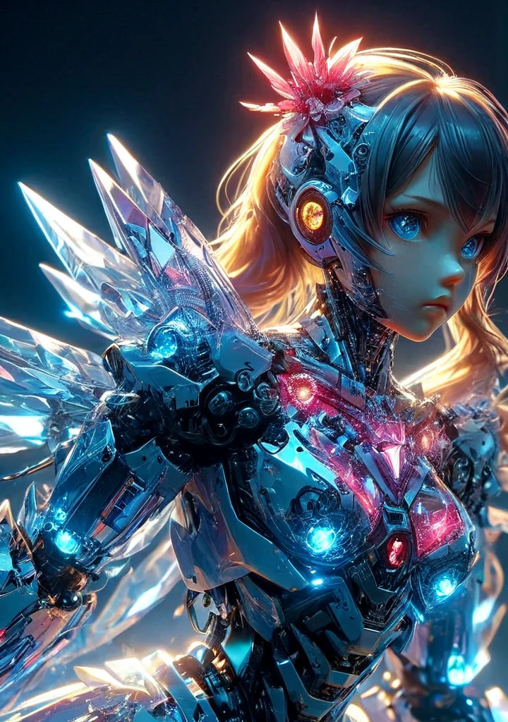 <lora:pilot:1>,mecha crystal girl