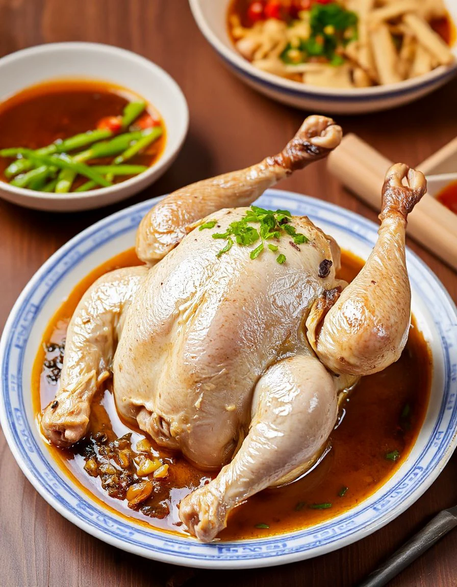 a dish of a whole chicken, chinese cuisine, food advertisement photography <lora:chinese_cuisine-000009:0.9>